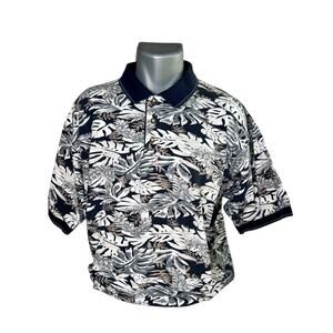Boca Classics Men's Island Palm Print Vintage Tropical Polo 100% Cotton Size XL